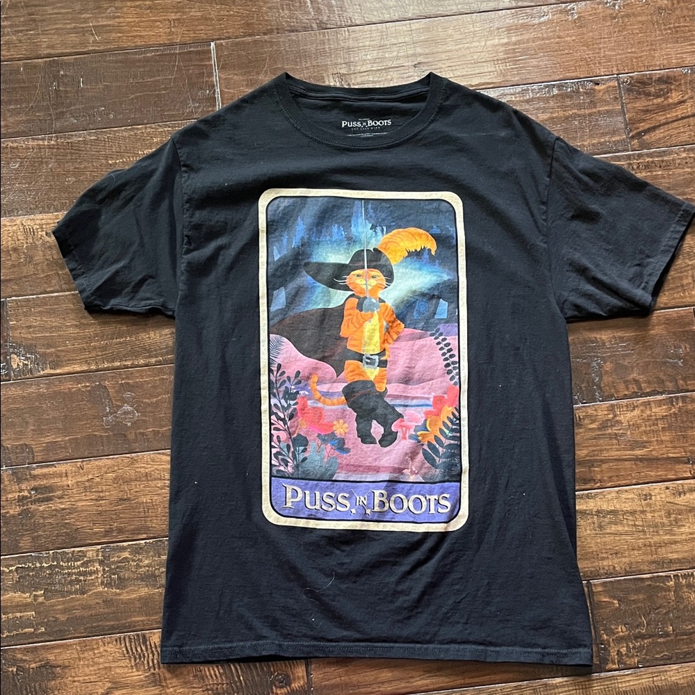 Black Puss in Boots Graphic T-Shirt